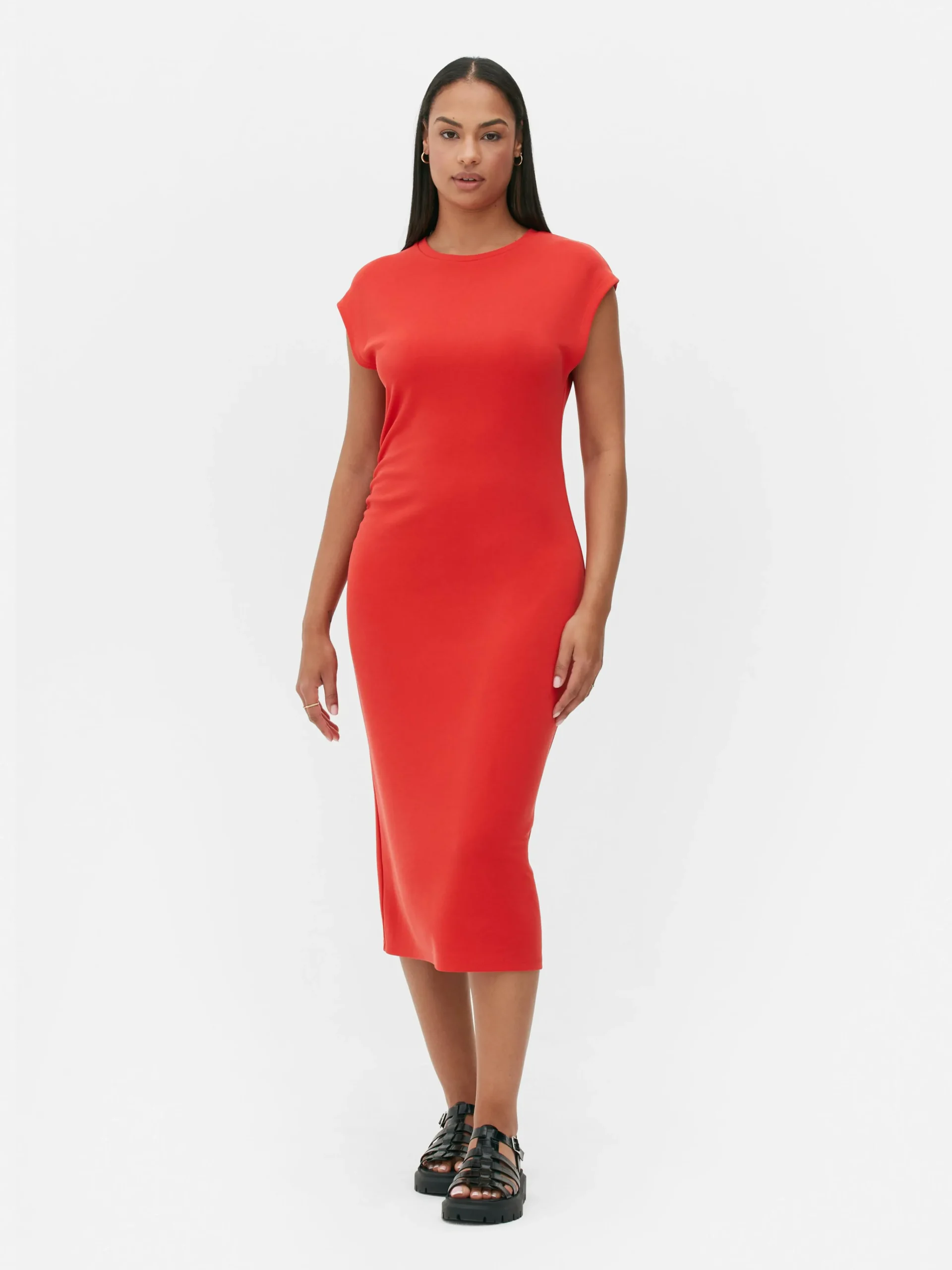 Sleeveless Ruched Midi Dress|Primark Outlet