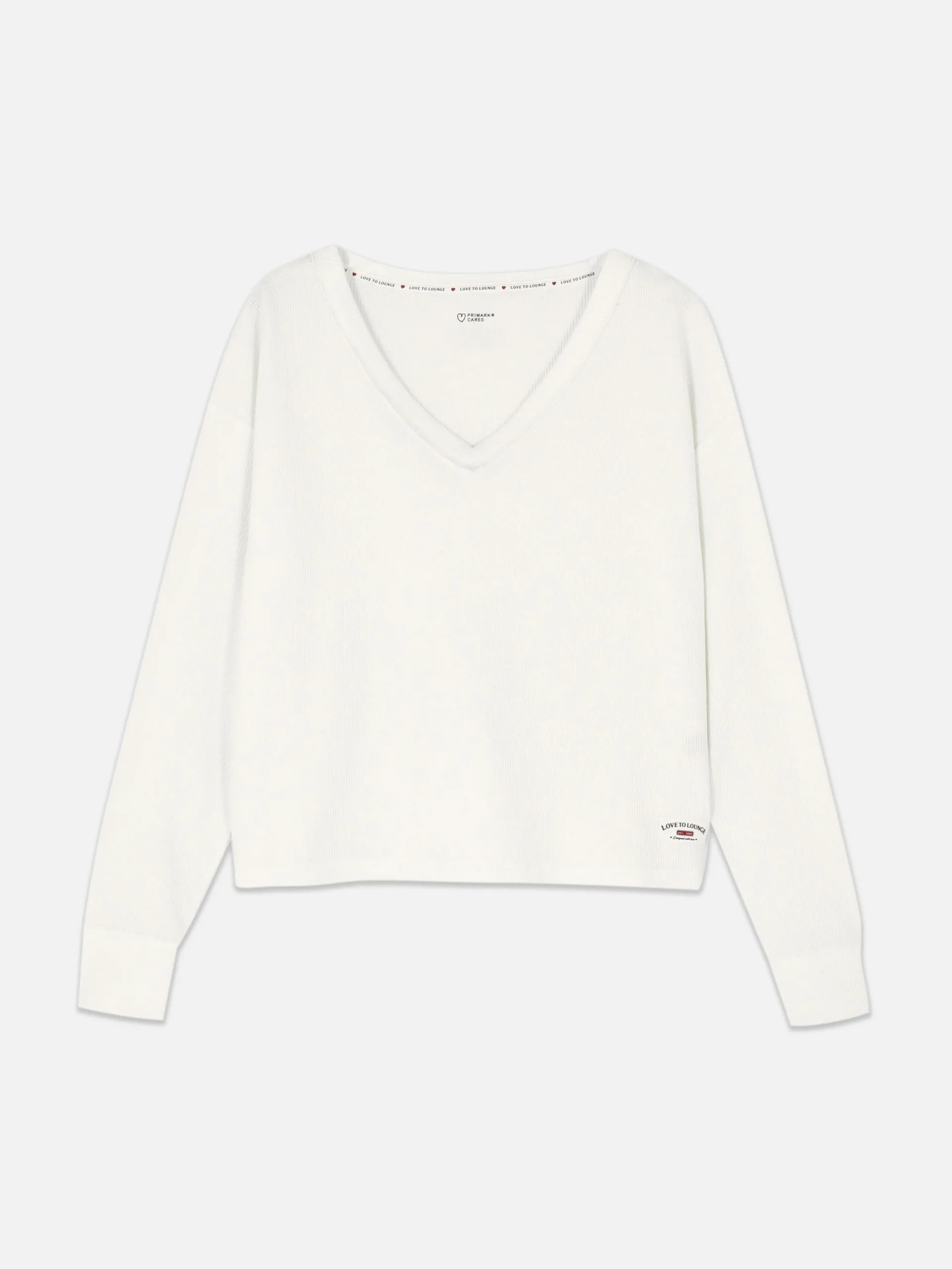 Slouchy V-Neck Long Sleeve Pajama Top|Primark Sale