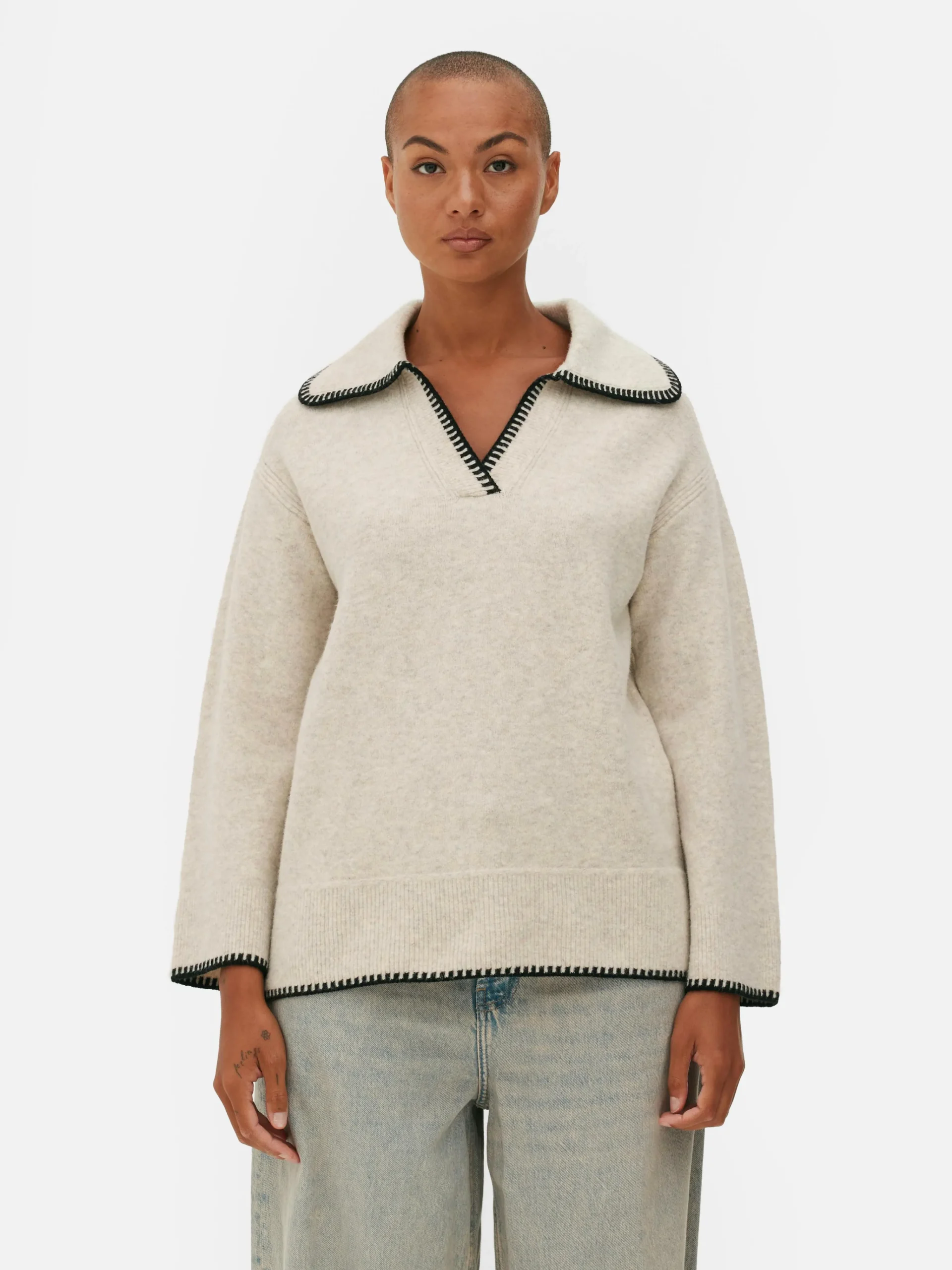 Stitch Collar Sweater|Primark Sale