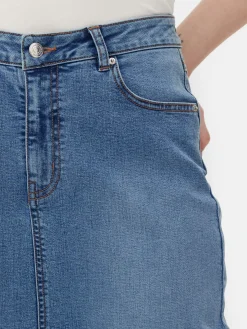 Stretch Denim Midi Skirt|Primark Outlet