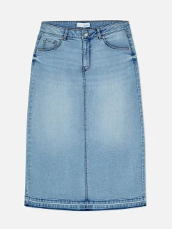 Stretch Denim Midi Skirt|Primark Clearance