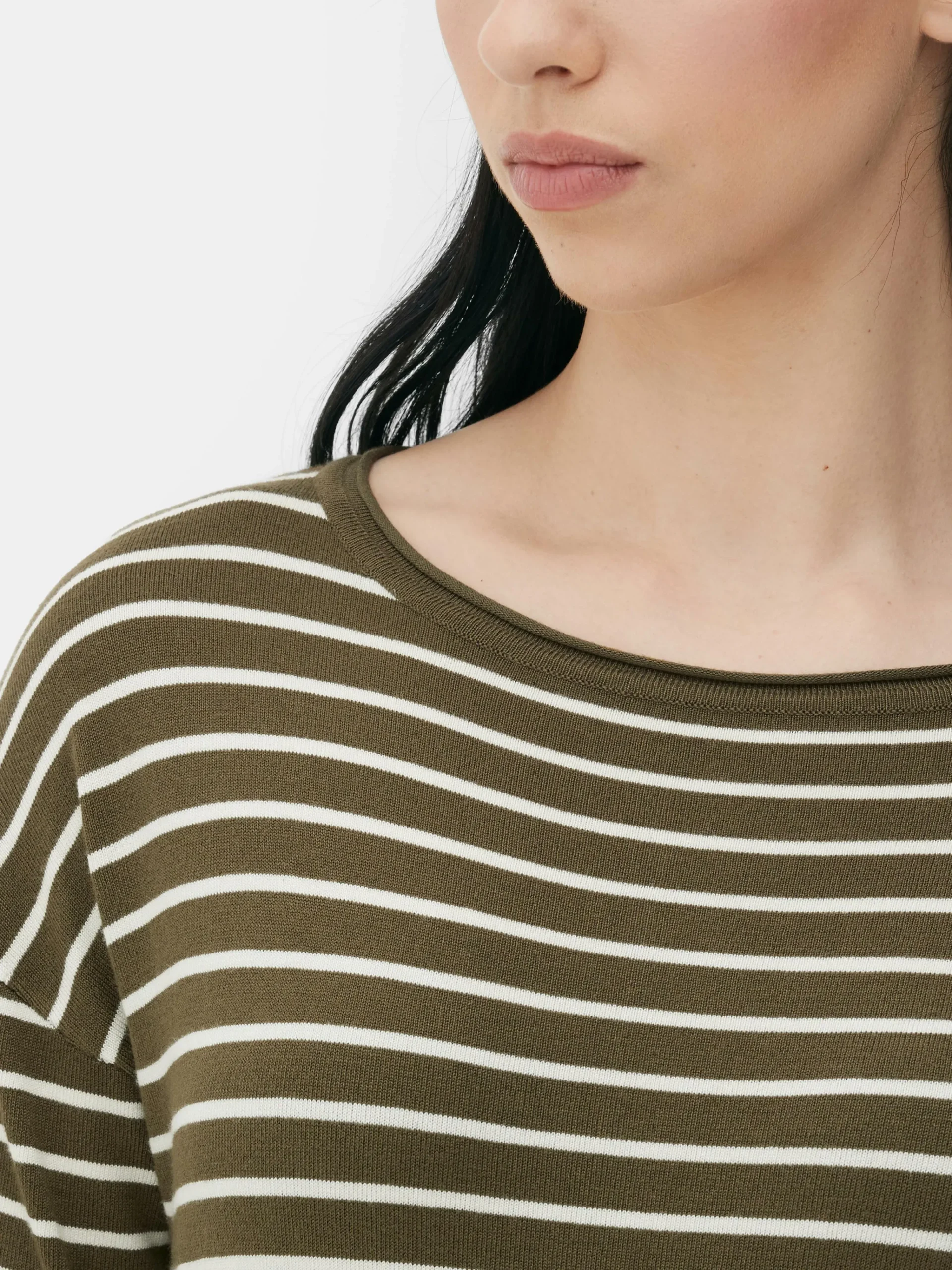 Striped Boat Neck Fine Knit Sweater|Primark Discount