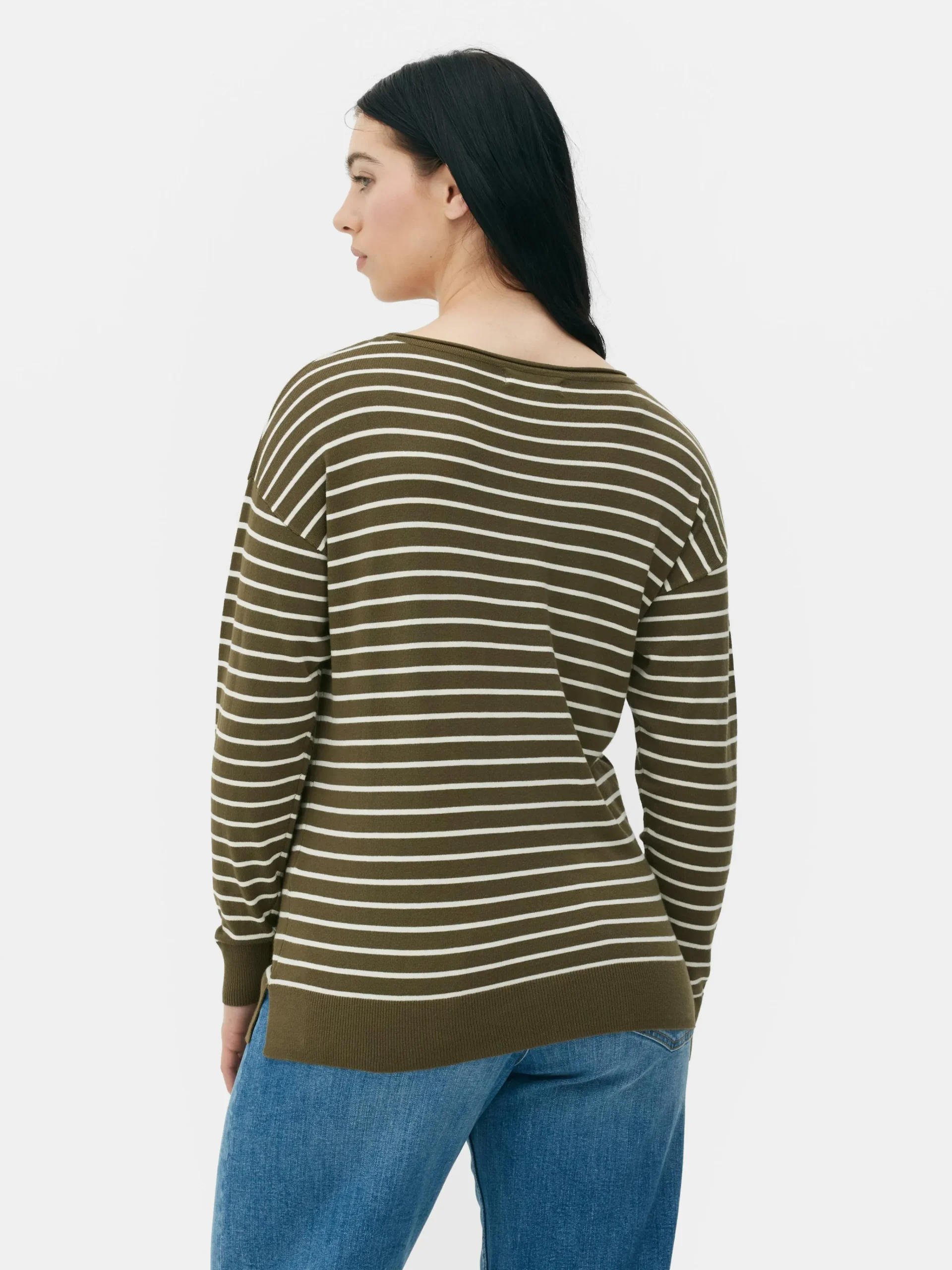 Striped Boat Neck Fine Knit Sweater|Primark Discount