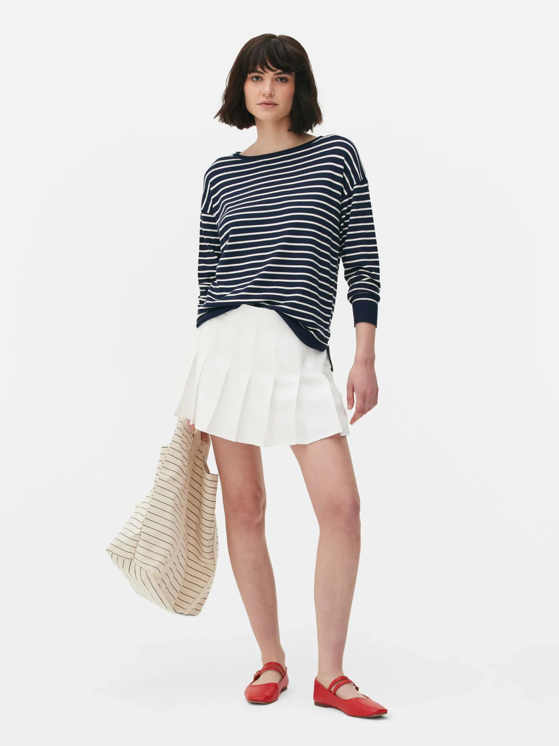 Striped Boat Neck Fine Knit Sweater|Primark New
