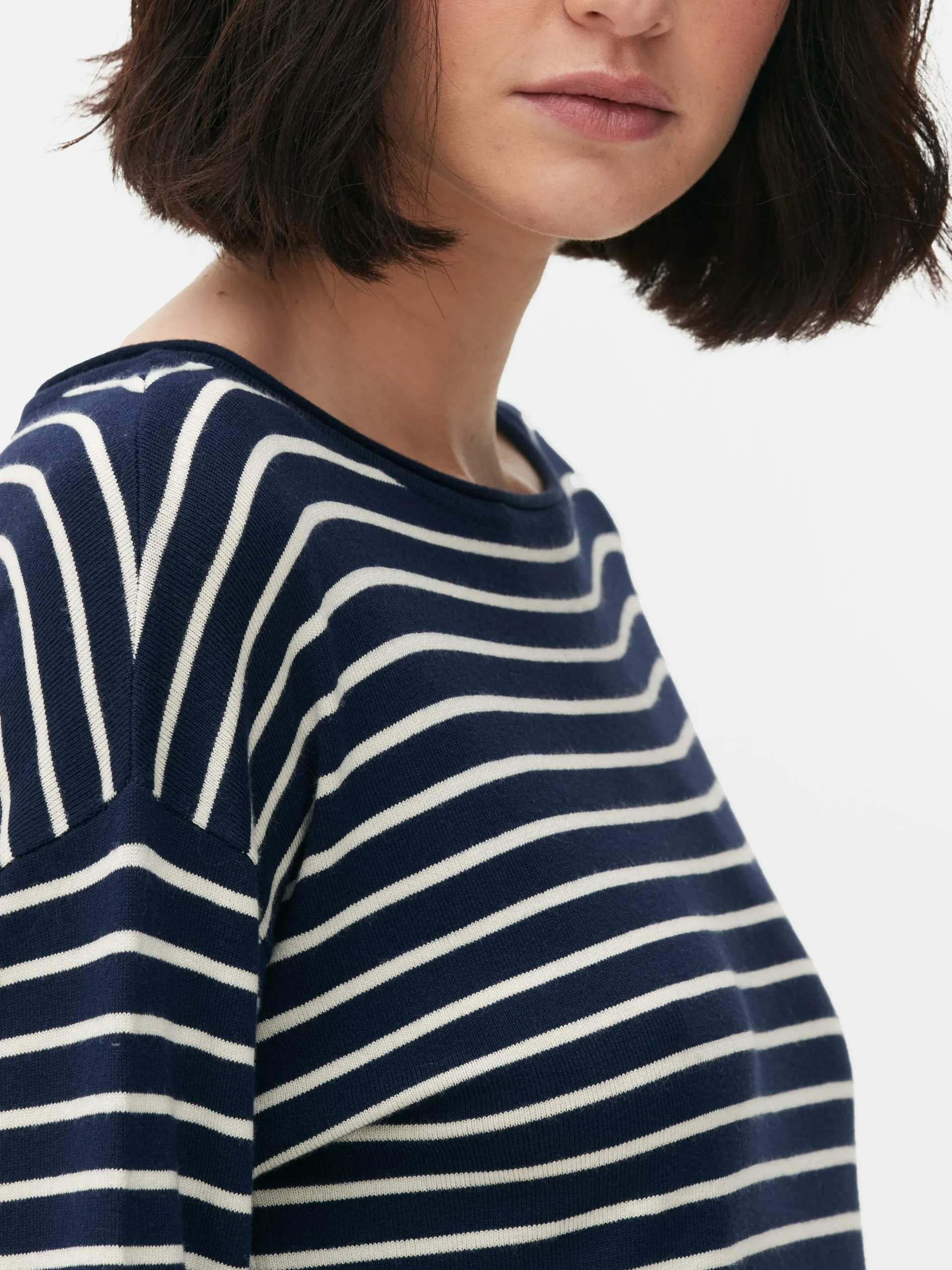 Striped Boat Neck Fine Knit Sweater|Primark New