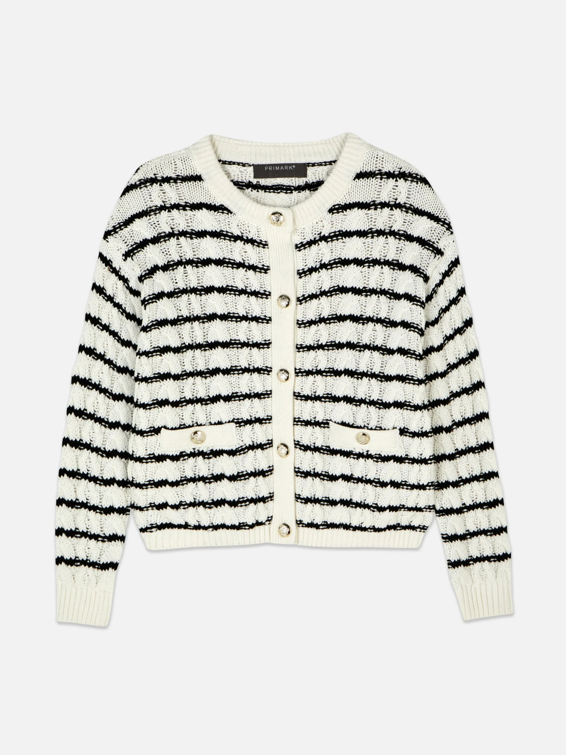 Striped Cable Knit Cardigan|Primark Outlet