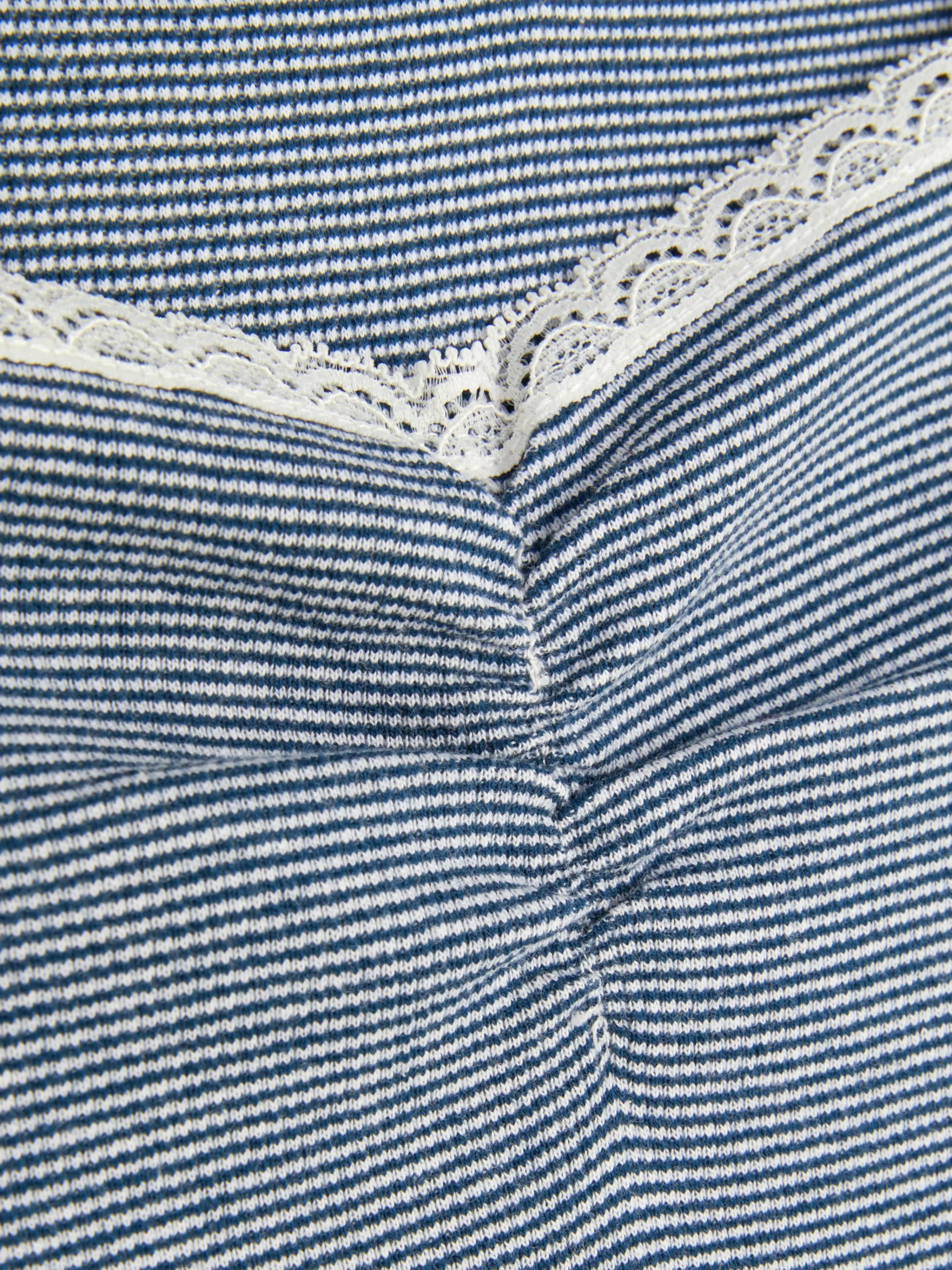 Striped Lace Trim T-Shirt|Primark New