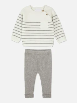 Striped Sweater And Leggings Set|Primark Outlet