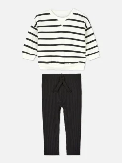 Striped Sweatshirt And Ribbed Leggings Set|Primark Best