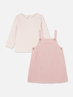 Striped T-Shirt And Corduroy Dress Set|Primark Clearance