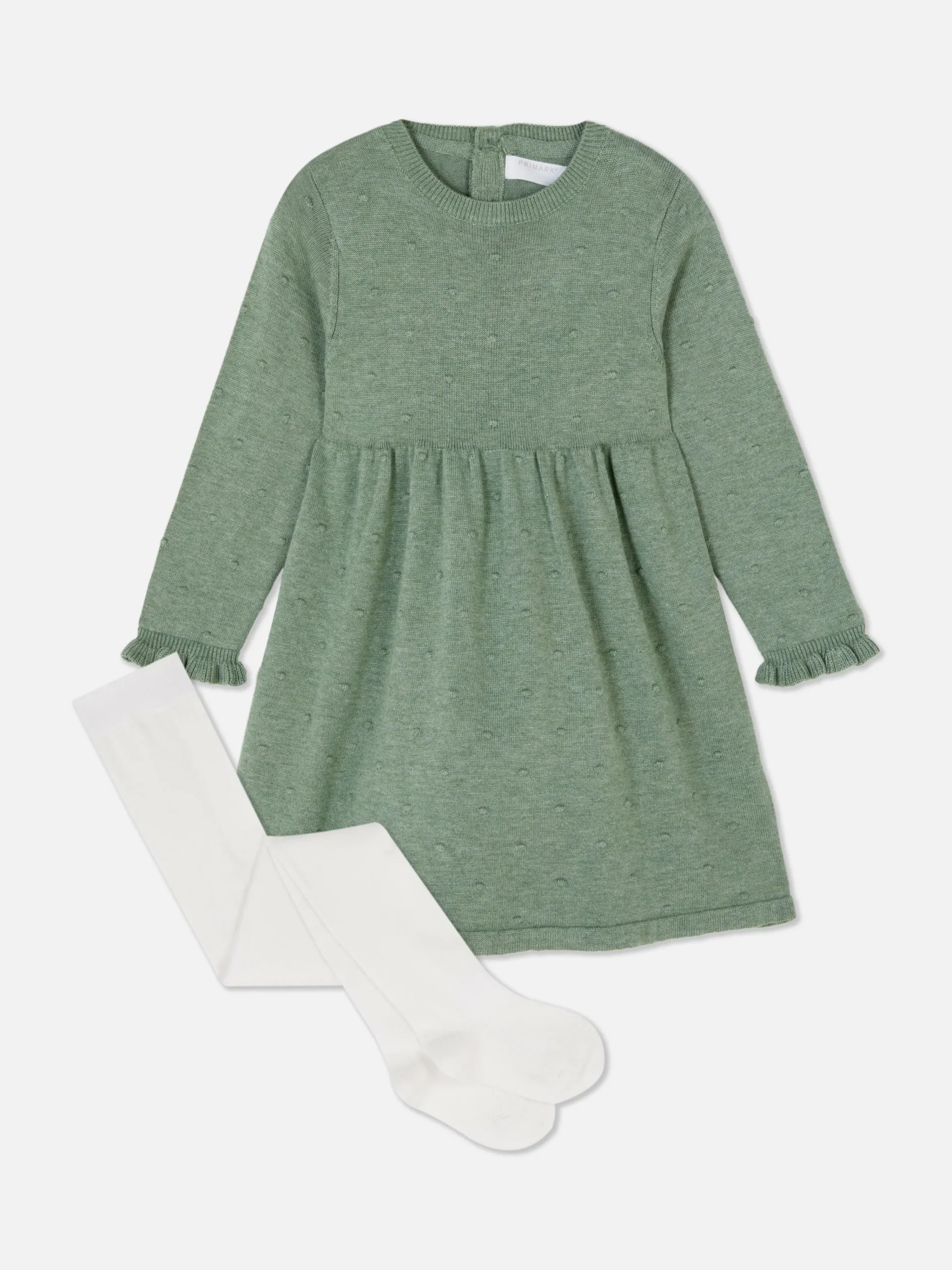 Swiss Dot Knit Dress And Tights Set|Primark Clearance