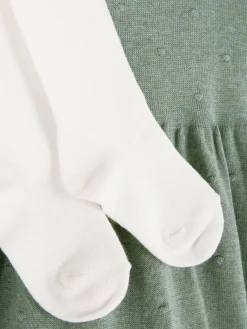 Swiss Dot Knit Dress And Tights Set|Primark Clearance