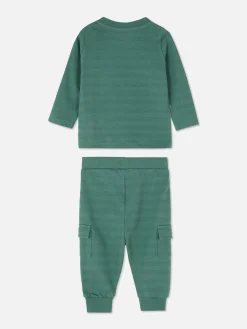 Textured T-Shirt And Cargo Pants Set|Primark New