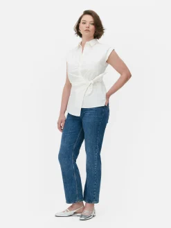 Tie Front Cap Sleeve Shirt|Primark Sale
