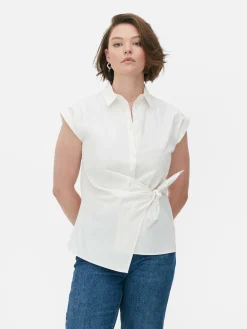 Tie Front Cap Sleeve Shirt|Primark Sale