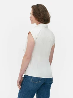 Tie Front Cap Sleeve Shirt|Primark Sale