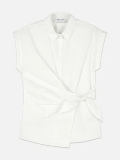 Tie Front Cap Sleeve Shirt|Primark Sale