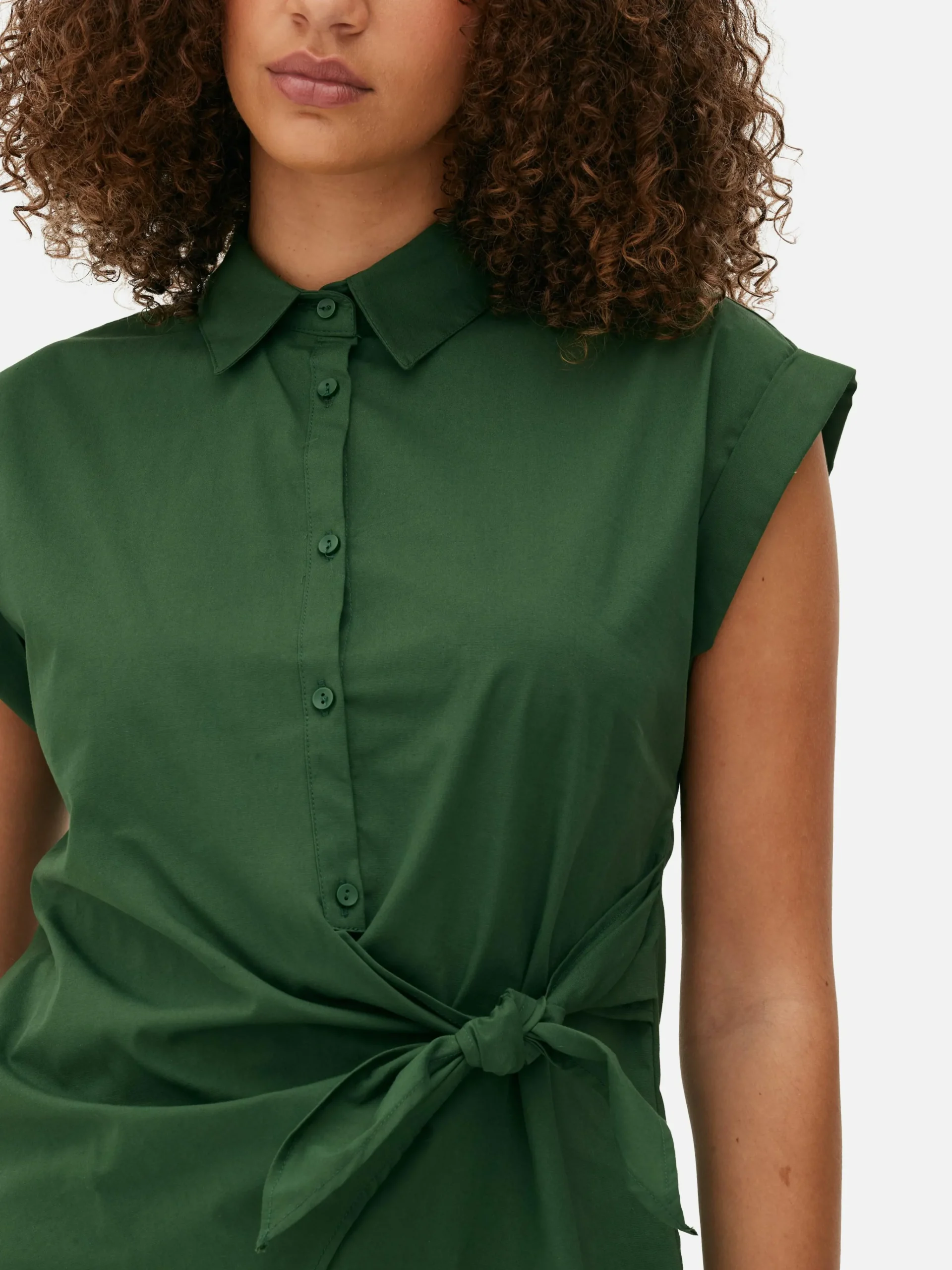 Tie Front Cap Sleeve Shirt|Primark Sale