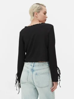 Tie Sleeve Crinkle Top|Primark New