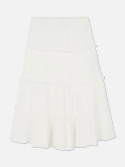 Tiered A-Line Midi Skirt|Primark New