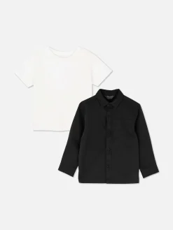 T-Shirt And Long Sleeve Shirt Set|Primark Online