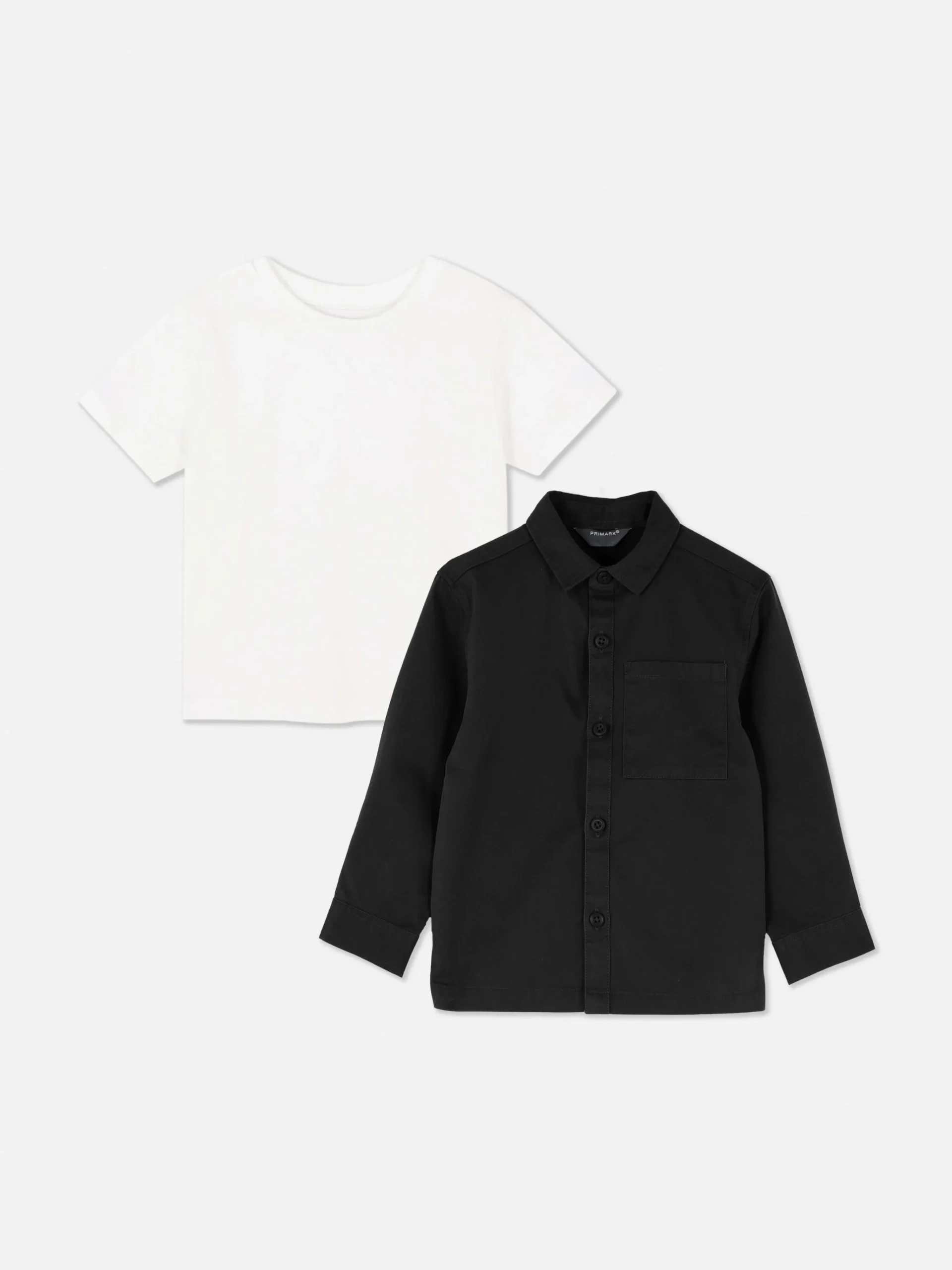 T-Shirt And Long Sleeve Shirt Set|Primark Online