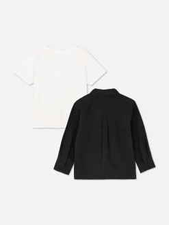 T-Shirt And Long Sleeve Shirt Set|Primark Online