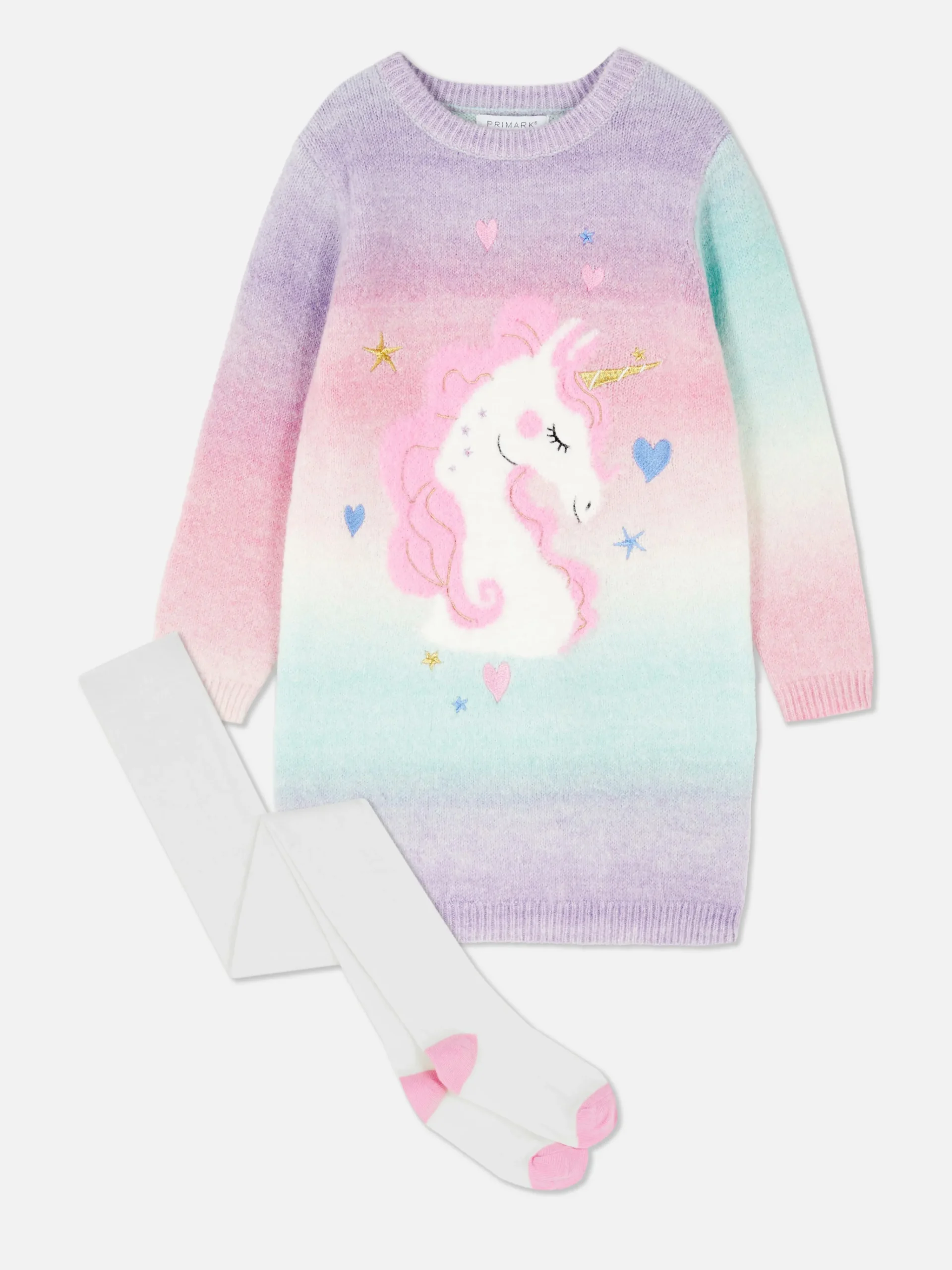 Unicorn Sweater Dress And Tights Set|Primark Outlet