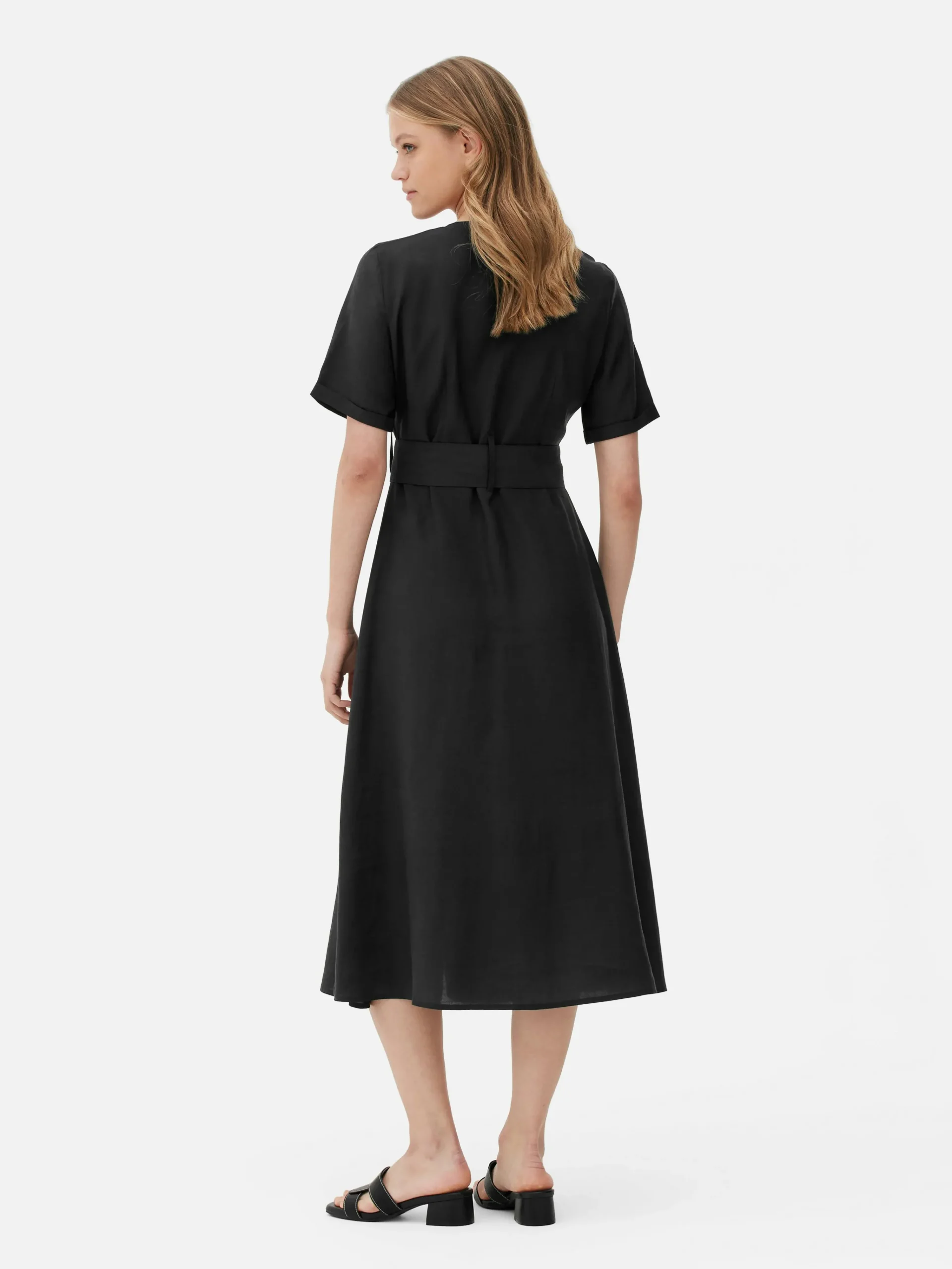 V-Neck Belted Midi Dress|Primark Sale