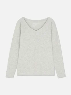 V-Neck Long Sleeve Top|Primark Hot