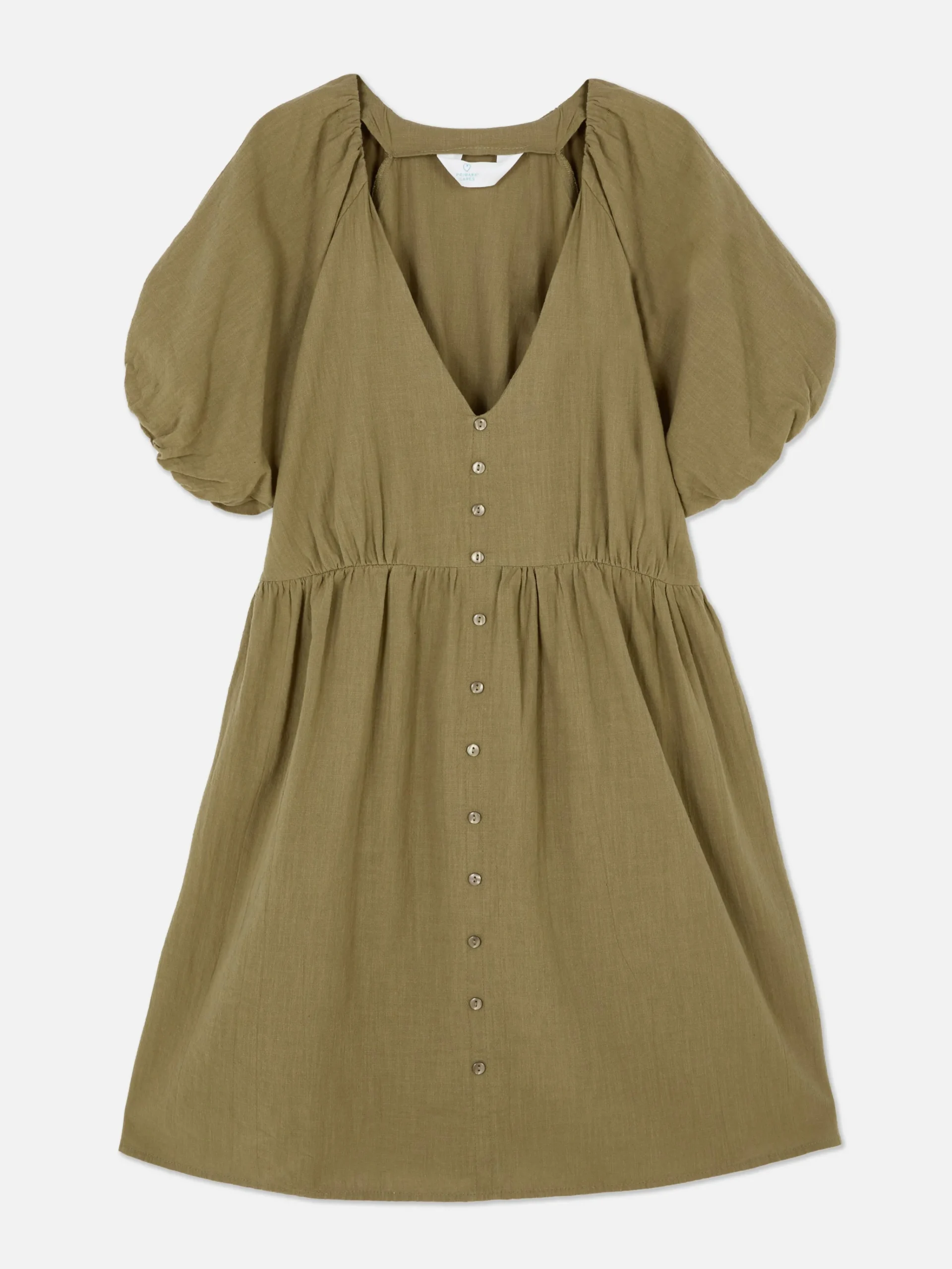 V-Neck Puff Sleeve Smock Dress|Primark Outlet