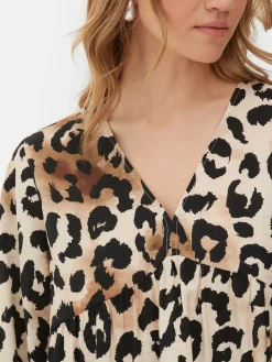 V-Neck Smock Mini Dress|Primark Hot