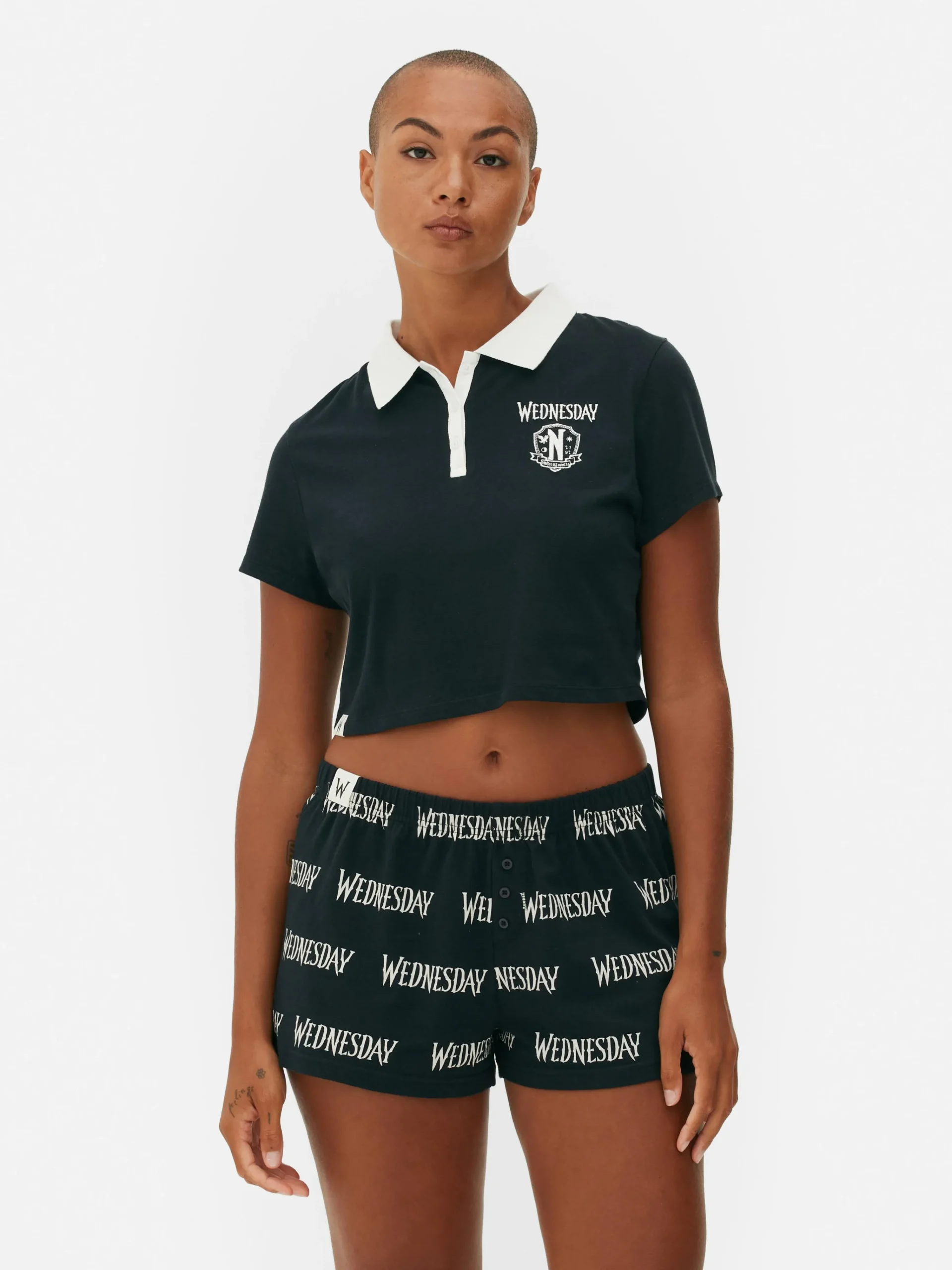 Wednesday Addams Shorts Pajama Set|Primark Discount