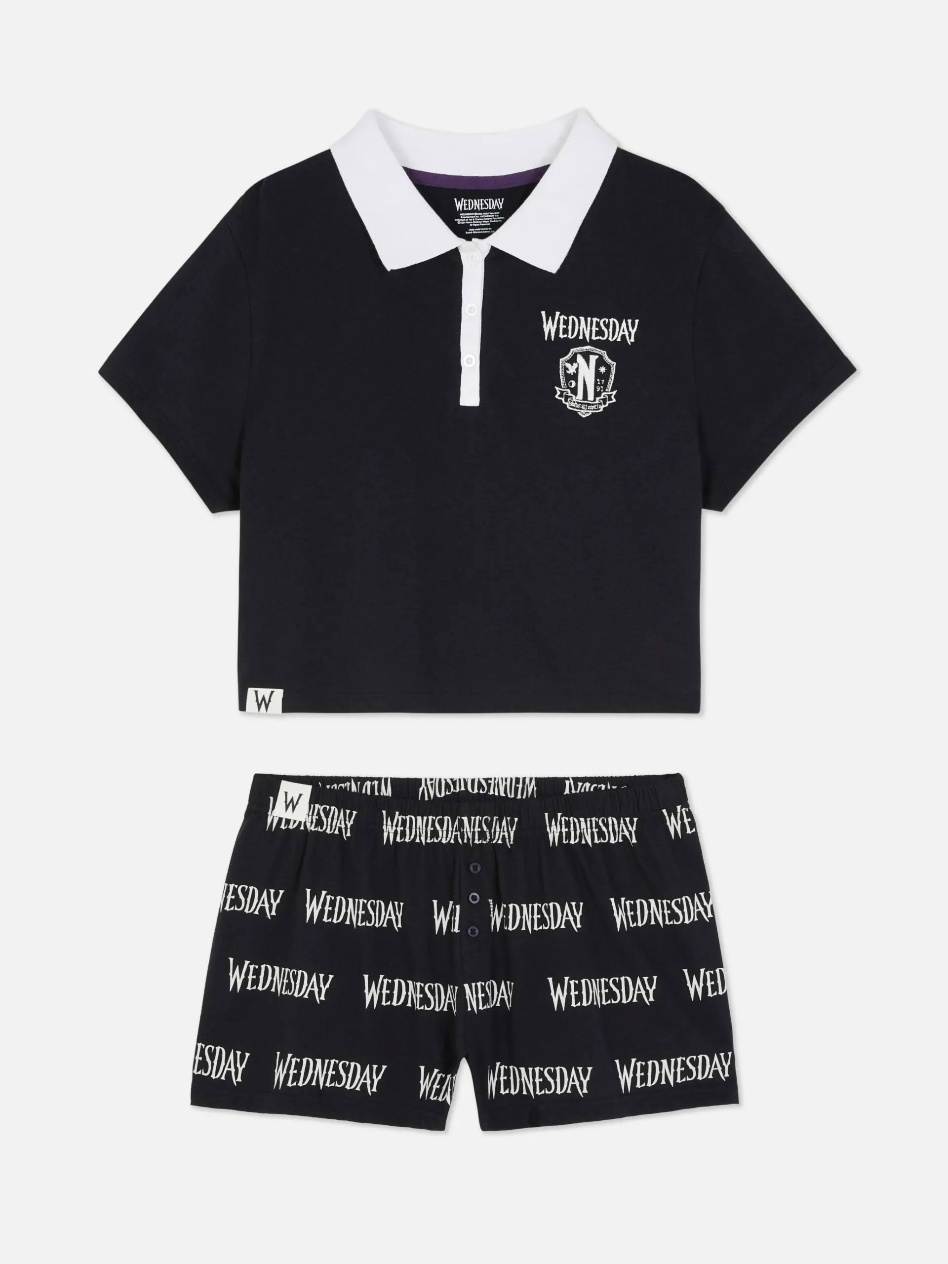 Wednesday Addams Shorts Pajama Set|Primark Discount