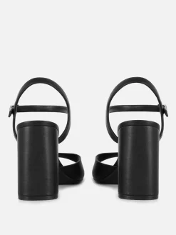 Wide Fit Curved Strap Block Heels|Primark