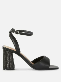 Wide Fit Raffia Heeled Sandals|Primark Hot