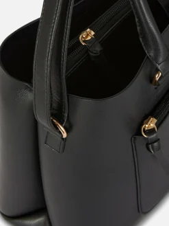 Zip Pocket Faux Leather Tote|Primark Best
