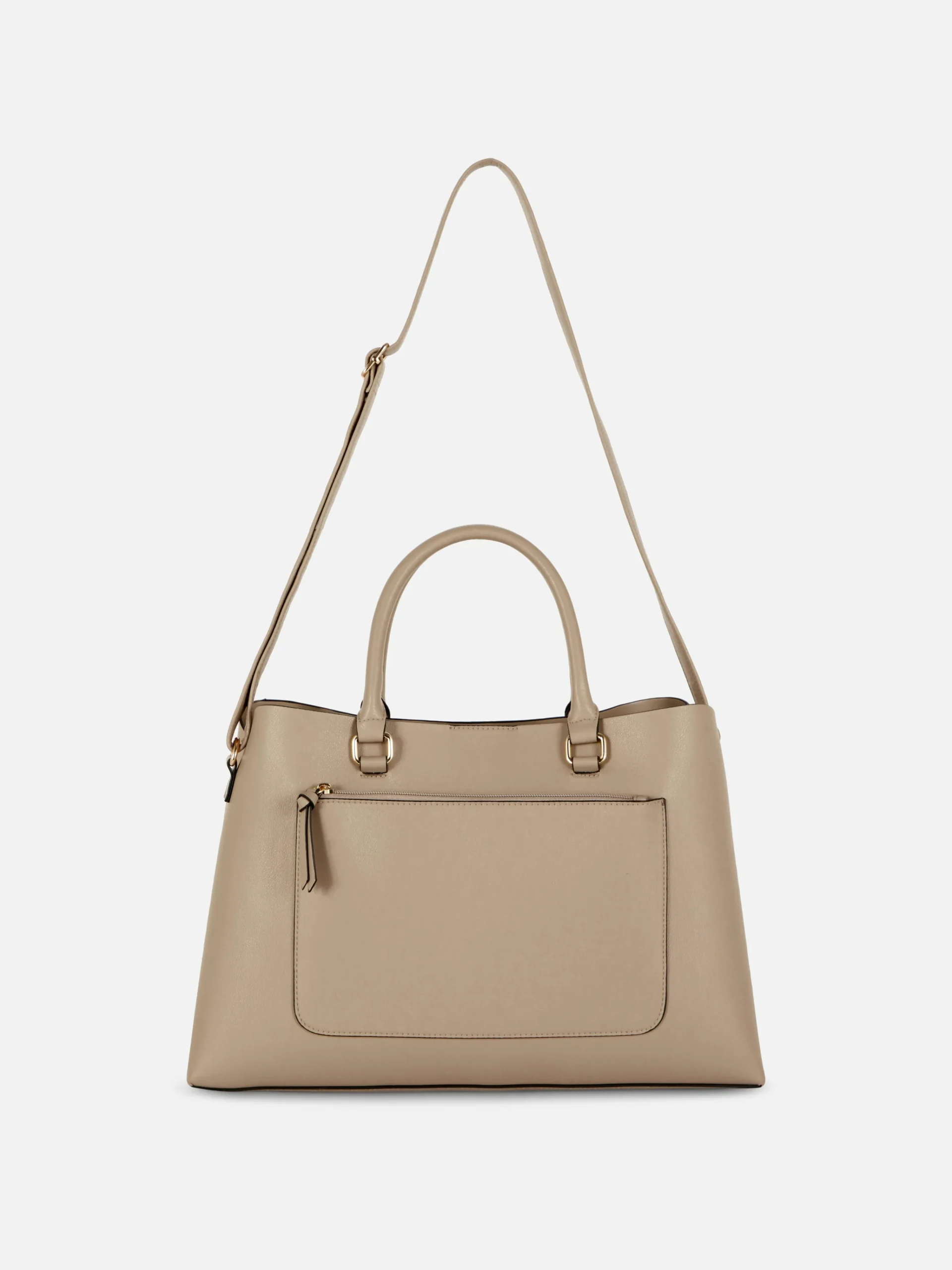 Zip Pocket Faux Leather Tote|Primark Online