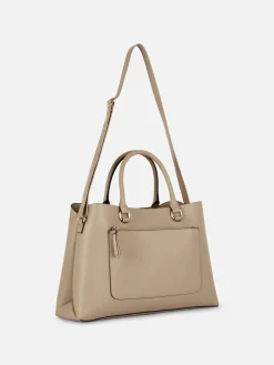 Zip Pocket Faux Leather Tote|Primark Online